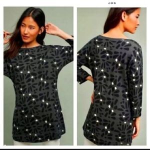 Anthropologie Field Flower Sarina Oversized Sweater Tunic Small Dark Green